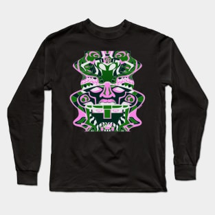 olmec totem in pink sentinel ecopop tower Long Sleeve T-Shirt